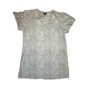 Nicole Miller Original Ladie's White Tan Pleat Hem Linen Blend Dress Size XXL